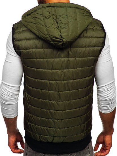 Gilet trapuntato con cappuccio da uomo verde Bolf MY88