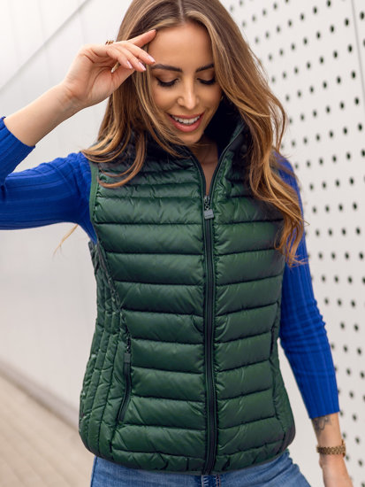 Gilet trapuntato da donna verde Bolf B2705