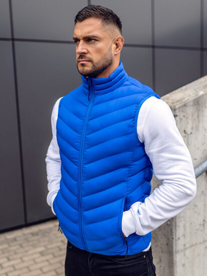 Gilet trapuntato da uomo azzurro Bolf HDL88006A