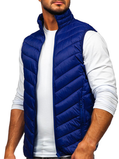 Gilet trapuntato da uomo azzurro scuro Bolf 13073