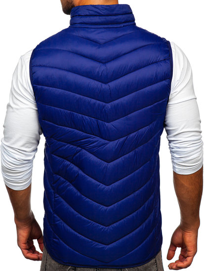 Gilet trapuntato da uomo azzurro scuro Bolf 13073