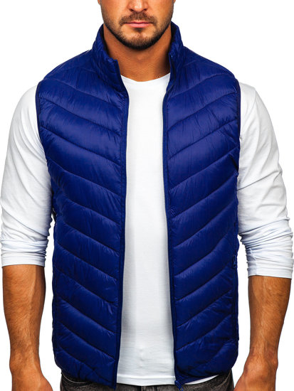 Gilet trapuntato da uomo azzurro scuro Bolf 13073