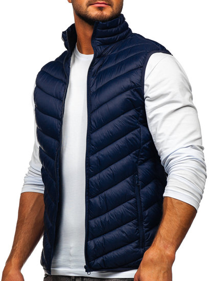 Gilet trapuntato da uomo blu Bolf 13073