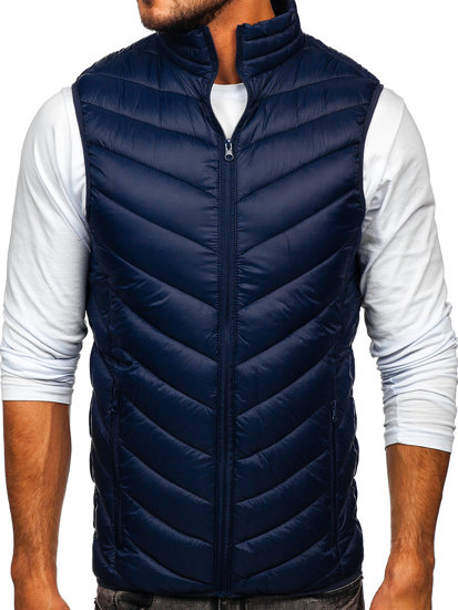 Gilet trapuntato da uomo blu Bolf 13073