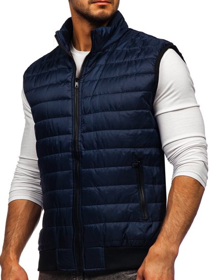 Gilet trapuntato da uomo blu Bolf MY77