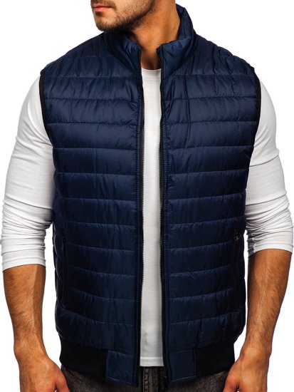 Gilet trapuntato da uomo blu Bolf MY77