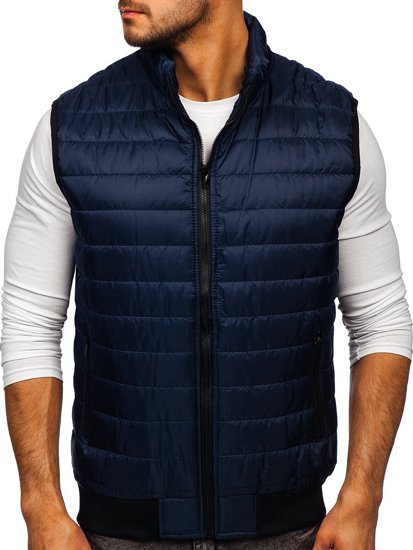 Gilet trapuntato da uomo blu Bolf MY77