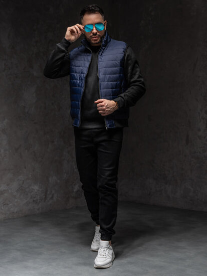 Gilet trapuntato da uomo blu Bolf MY77A1