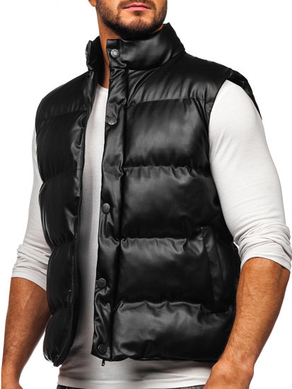 Gilet trapuntato da uomo nero Bolf 0023