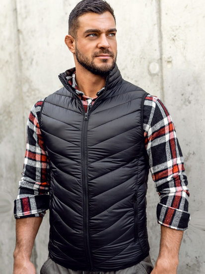 Gilet trapuntato da uomo nero Bolf 13073A