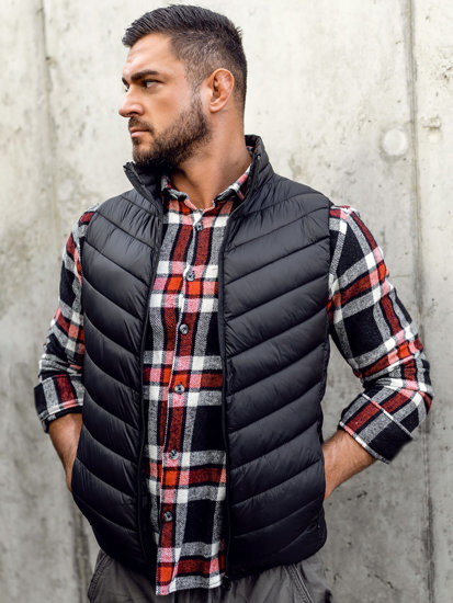 Gilet trapuntato da uomo nero Bolf 13073A