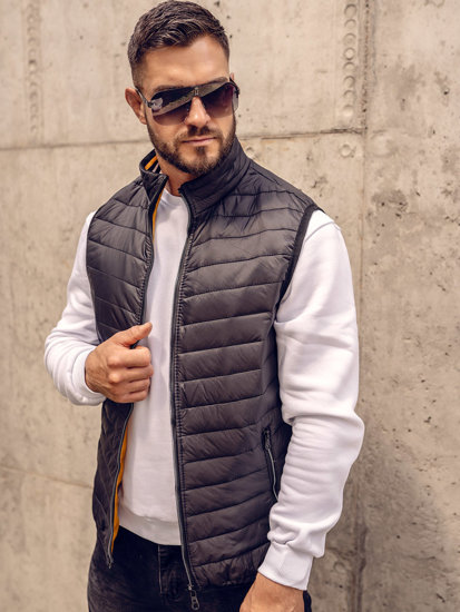 Gilet trapuntato da uomo nero Bolf 7103A