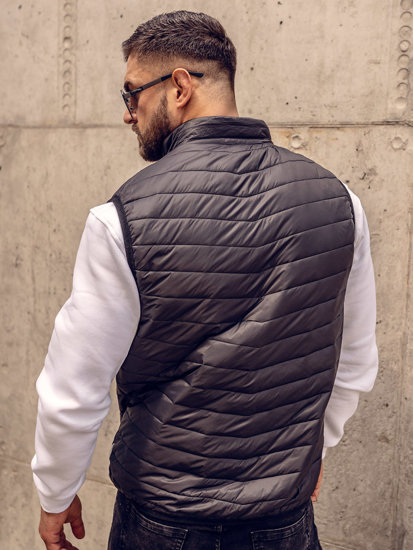 Gilet trapuntato da uomo nero Bolf 7103A