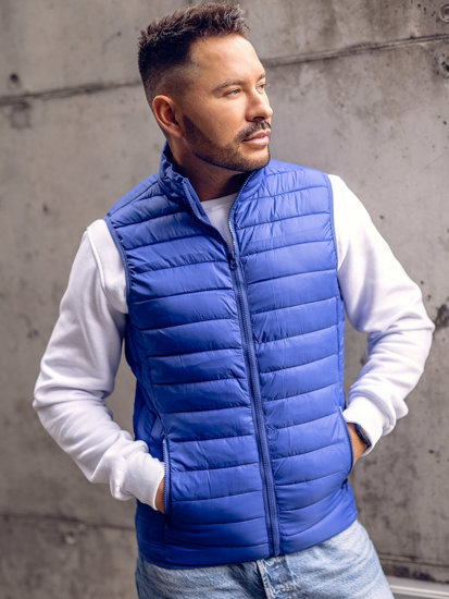 Gilet trapuntato senza cappuccio da uomo azzurro Bolf LY32A