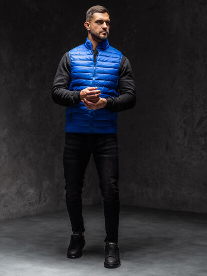 Gilet trapuntato senza cappuccio da uomo azzurro Bolf LY32A1