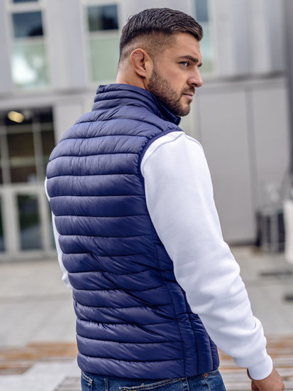 Gilet trapuntato senza cappuccio da uomo blu Bolf LY32A