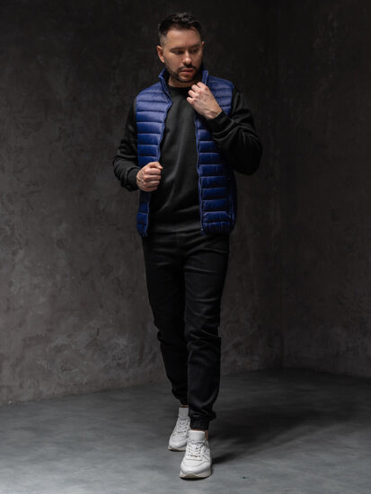 Gilet trapuntato senza cappuccio da uomo blu Bolf LY32A1