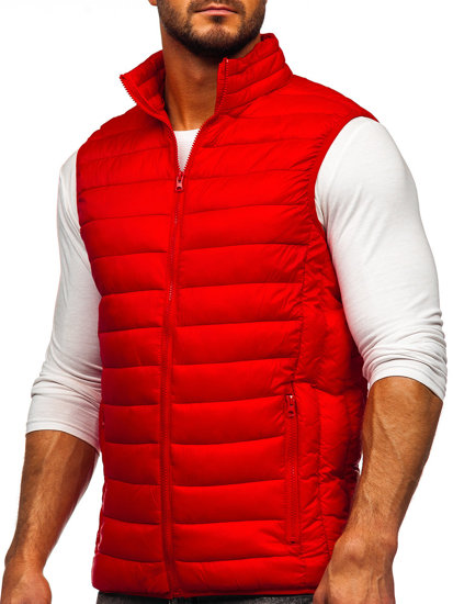 Gilet trapuntato senza cappuccio da uomo rosso Bolf LY32