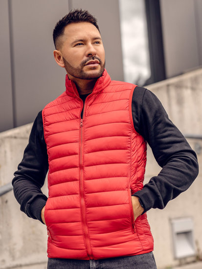 Gilet trapuntato senza cappuccio da uomo rosso Bolf LY32A