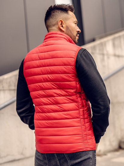 Gilet trapuntato senza cappuccio da uomo rosso Bolf LY32A