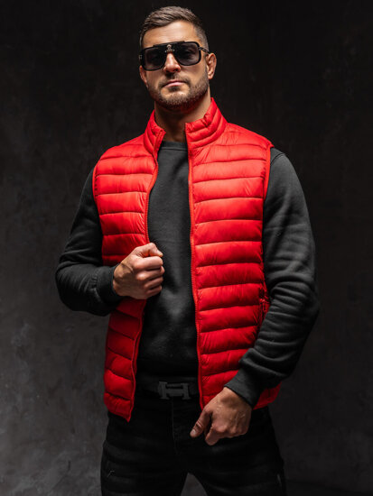 Gilet trapuntato senza cappuccio da uomo rosso Bolf LY32A1