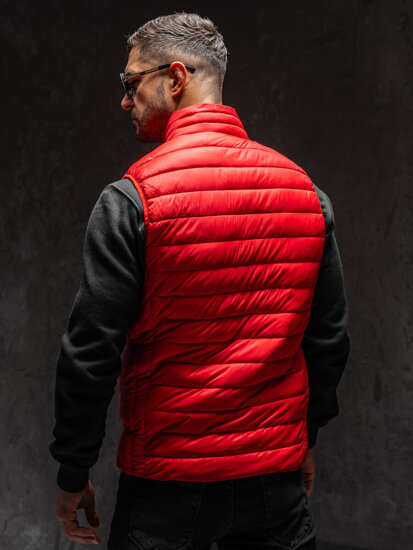 Gilet trapuntato senza cappuccio da uomo rosso Bolf LY32A1