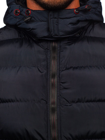 Gilet trapuntato spesso con cappuccio da uomo blu Bolf 7129