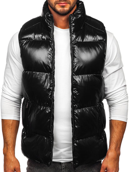 Gilet trapuntato spesso da uomo nero Bolf 9968