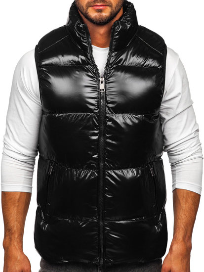 Gilet trapuntato spesso da uomo nero Bolf 9968