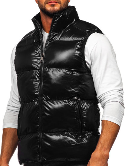 Gilet trapuntato spesso da uomo nero Bolf 9968