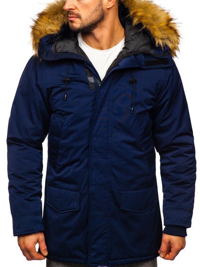 Giubbotto invernale parka tipo alaska da uomo blu Bolf HZ8109