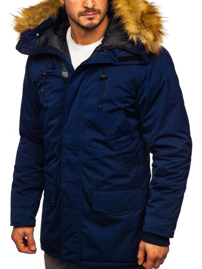 Giubbotto invernale parka tipo alaska da uomo blu Bolf HZ8109