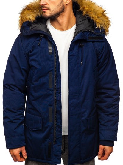 Giubbotto invernale parka tipo alaska da uomo blu Bolf HZ8109