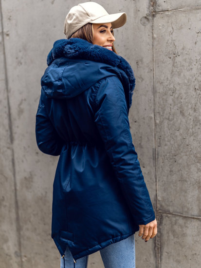 Giubbotto invernale tipo parka con cappuccio da donna blu Bolf 5M762