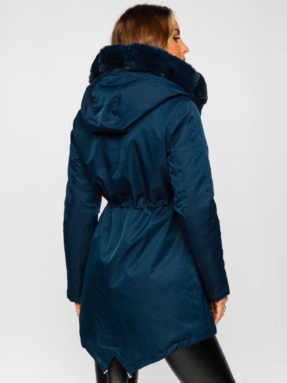 Giubbotto invernale tipo parka con cappuccio da donna blu Bolf 5M762