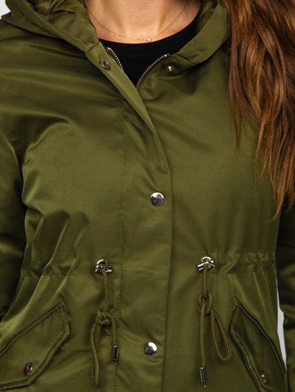 Giubbotto invernale tipo parka con cappuccio da donna khaki Bolf 5M772