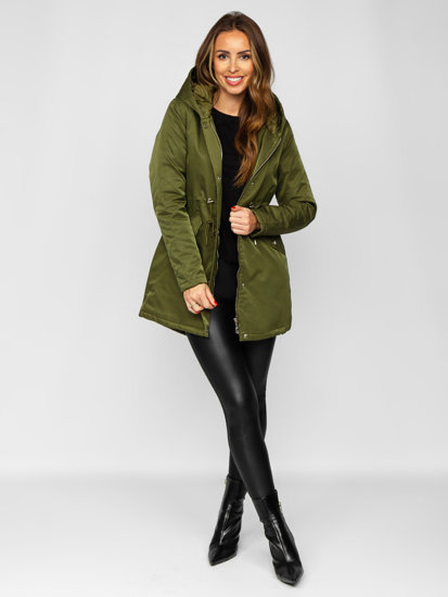 Giubbotto invernale tipo parka con cappuccio da donna khaki Bolf 5M772