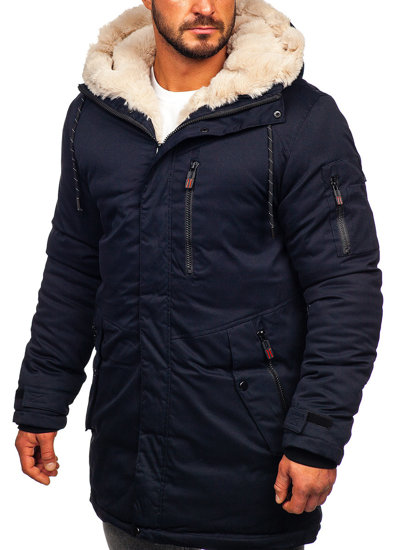 Giubbotto invernale tipo parka da uomo blu Bolf 22M39