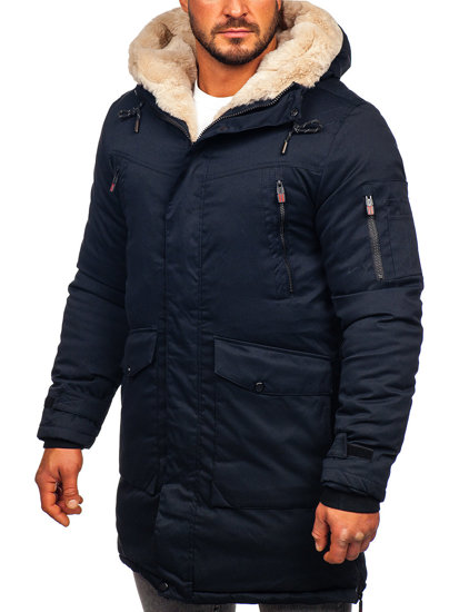 Giubbotto invernale tipo parka da uomo blu Bolf 22M50