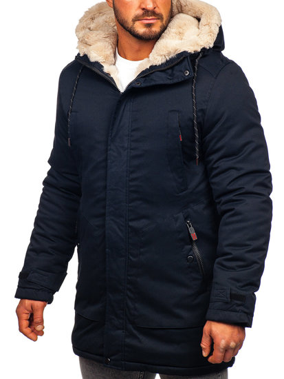 Giubbotto invernale tipo parka da uomo blu Bolf 22M52