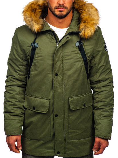 Giubbotto invernale tipo parka da uomo verde Bolf 1791