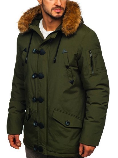 Giubbotto invernale tipo parka da uomo verde Bolf 1888