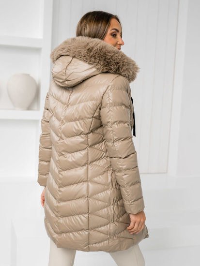 Giubbotto invernale trapuntato con cappuccio da donna beige Bolf 5M3139