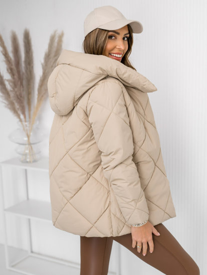 Giubbotto invernale trapuntato con cappuccio da donna beige Bolf 5M3175