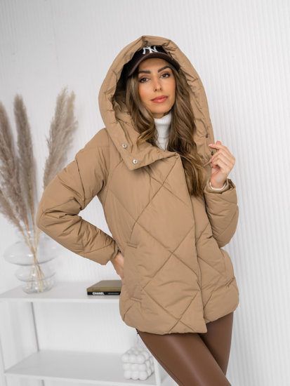 Giubbotto invernale trapuntato con cappuccio da donna camello Bolf 5M3175