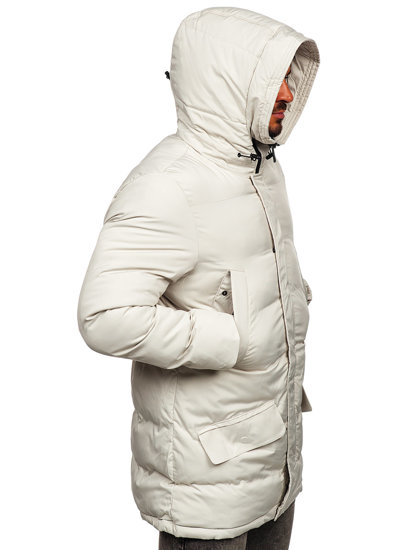 Giubbotto invernale trapuntato tipo parka da uomo beige chiaro Bolf 5M790