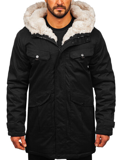 Giubbotto parka invernale da uomo nero Bolf 22M318