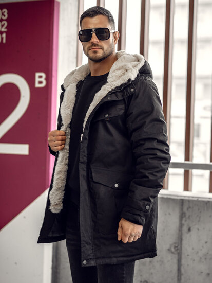 Giubbotto parka invernale da uomo nero Bolf 22M318A