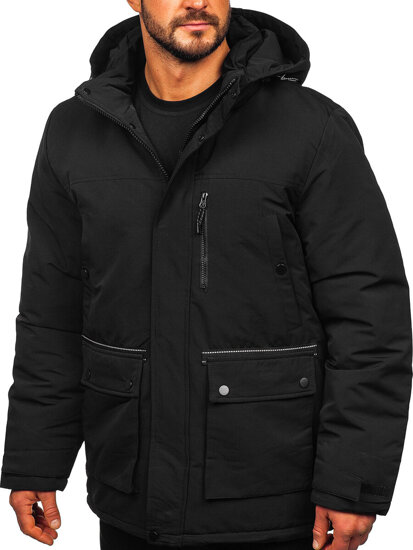 Giubbotto parka invernale da uomo nero Bolf 22M323