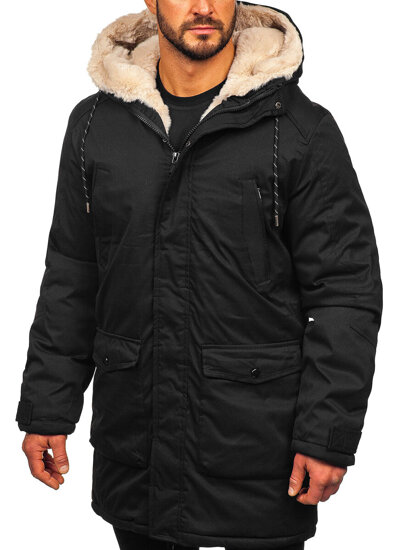 Giubbotto parka invernale da uomo nero Bolf 5M120